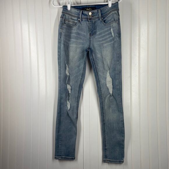Indigo Rein Women’s Blue Skinny Stretchable Distressed Jeans Size 25 - Picture 1 of 7